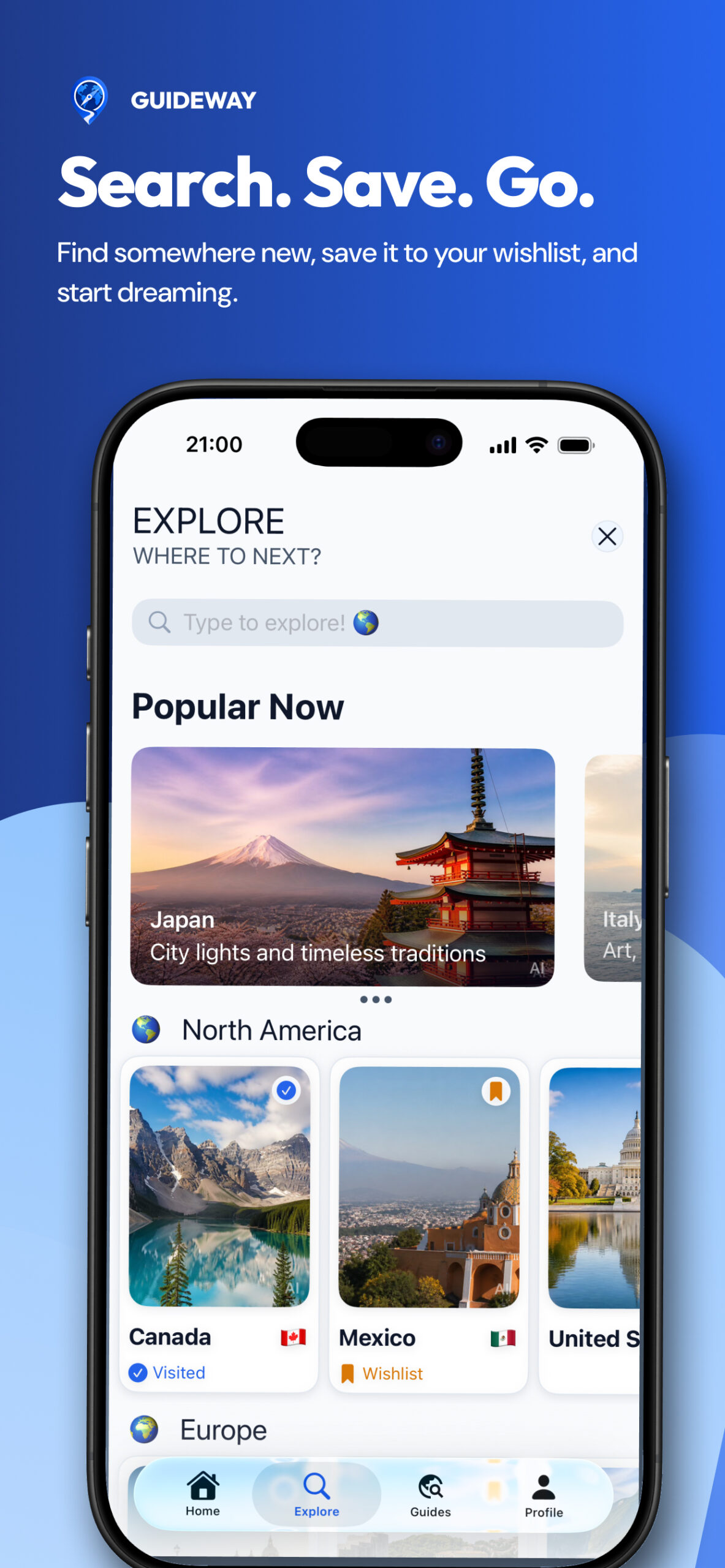 GuideWay - Save places you want to visit